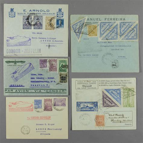 Lot Airship Graf Zeppelin Flown Postal Covers And Postcard