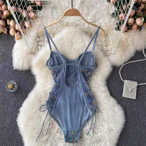 embroidered lace sexy pajamas condole waistcoat tight transparent