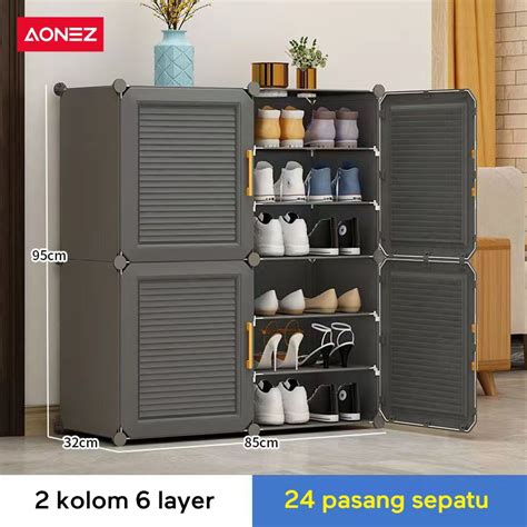 Jual AONEZ Rak Sepatu Susun Lemari Rak Sepatu 12 Layer Anti Debu Tebal