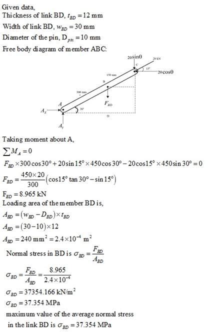 Link Bd Consists Of A Single Bar Mm Wide And Mm Thick Knowing