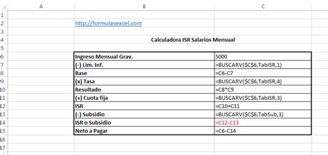 Formulas Excel Para Calcular Isr De Salarios Formulas Excel