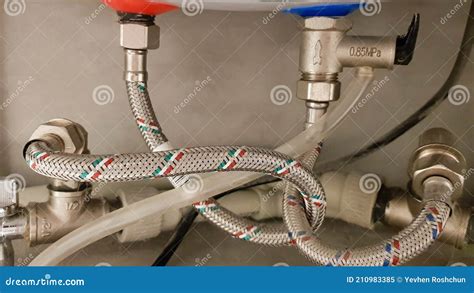 Connection Of Water Supply Hot And Cold Water To The Boiler Hose For Hot And Cold Water In The