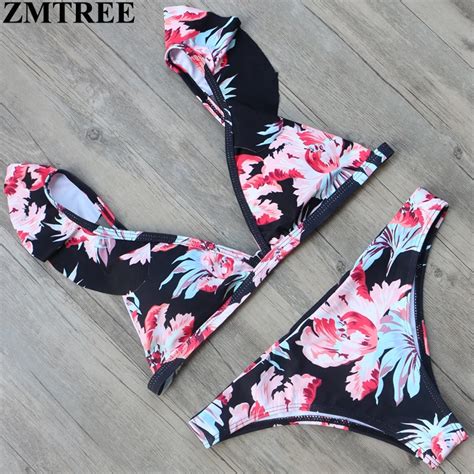 Aliexpress Buy Zmtree Floral Printed Bikini Women Swimsuit