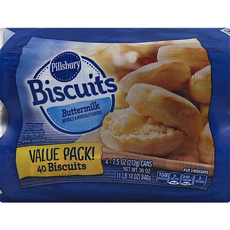 Pillsbury™ Refrigerated Biscuits Buttermilk Value Pack 40 Ct 4 7 5 Oz Cans Buehler S