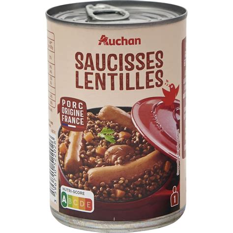 AUCHAN Saucisses Aux Lentilles 420g Pas Cher Auchan Fr