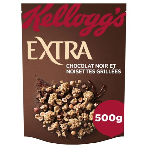 KELLOGG S Céréales extra chocolat noir noisettes grillées 500g pas cher