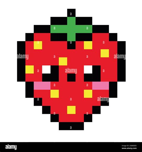 Strawberry Pixel Art Isolato Su Sfondo Bianco Bit Icona Pixel Disegno