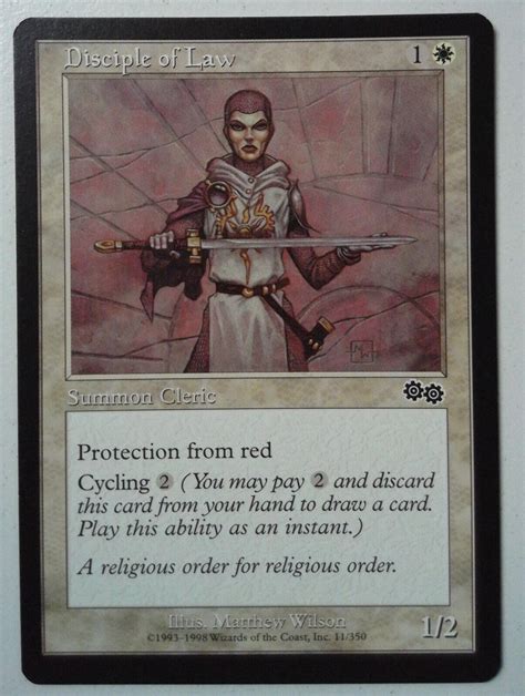 Disciple Of Law Common Magic MtG X1 Urza S Saga MISPRINT Centering