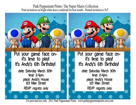 Super Mario Party Invitations