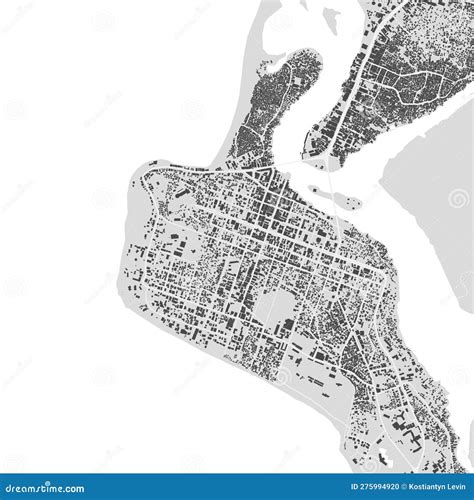 Urban City Map Of Monrovia Liberia Vector Poster Black Grayscale