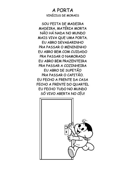 Poesia A Porta de Vinicius de Moraes para imprimir SÓ ESCOLA