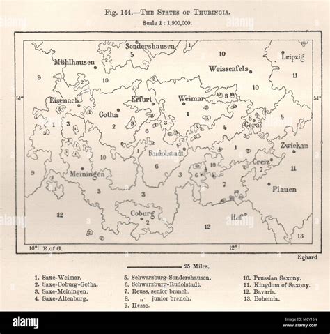 The States Of Thuringia Germany Sketch Map 1885 Old Antique Plan