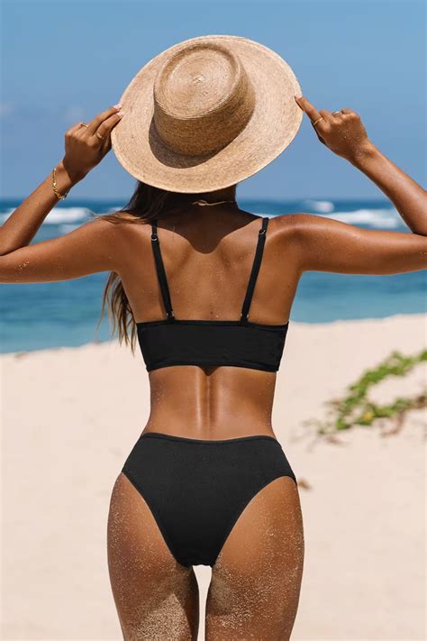 CUPSHE Bikini Women Onyx Cutout Scoop Neck Bralette Hipster Bikini