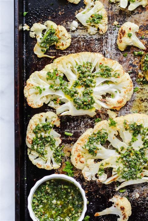 Roasted Cauliflower Steaks With Chimichurri Sauce Artofit