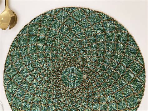 Luxury Handmade Beaded Placemat Small Bead Tablemat Inch Etsy