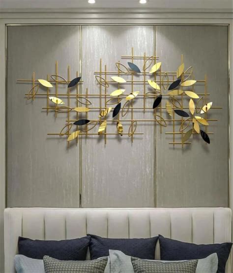 Luxury Wall Sculpture Metallic Golden Leaves On Mesh Wall Decor – PC ...