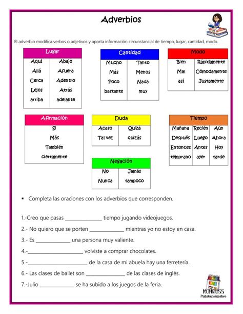 Ejercicio Interactivo De Los Adverbios Para Cuarto De Vrog Nbkomputer