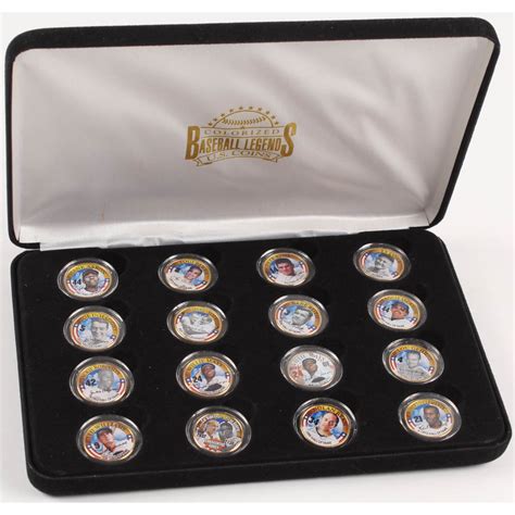 Baseball Legends Set Of Kt Gold Plated Colorized State Quarters With Babe Ruth Ted