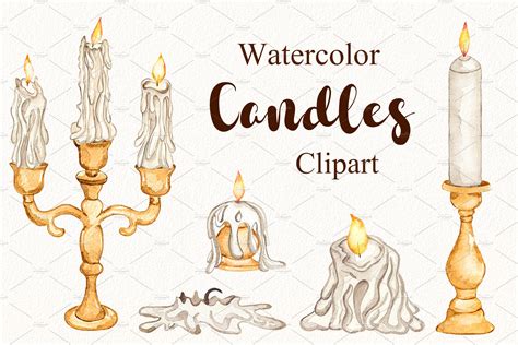 Watercolor Candles Clipart MasterBundles