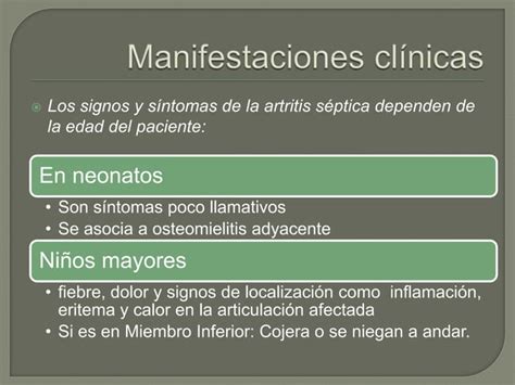 Osteomielitis Artritis Séptica Y Sinovitis En Pediatría Ppt