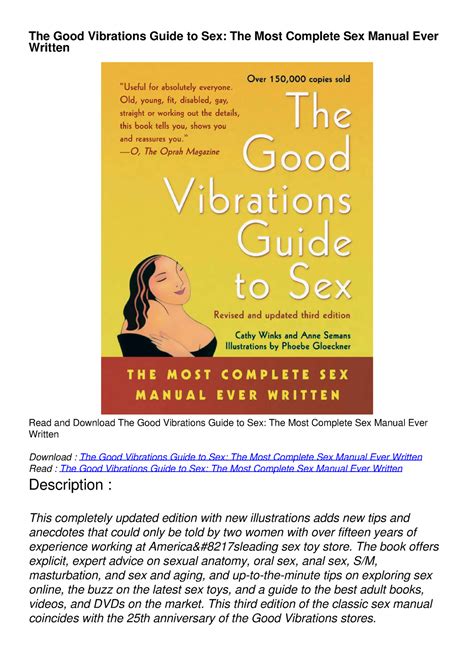 PDF READ ONLINE The Good Vibrations Guide To Sex The Most Complete