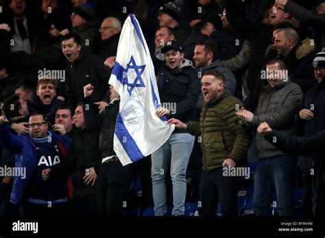 Tottenham Hotspur fans wave the Flag of Israel in celebration after ...