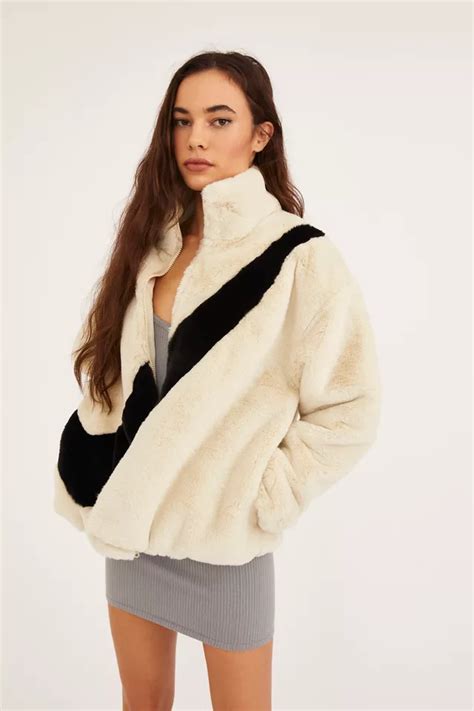 Nike Sportswear Swoosh Faux Fur Jacket Urban Outfitters