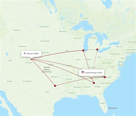 All Flight Routes From Denver To Chattanooga DEN To CHA Flight Routes