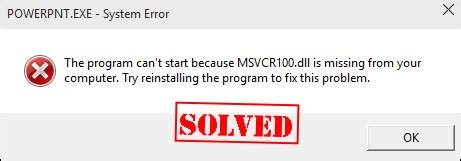 MSVCR100 Dll Missing Or Not Found On Windows Solved Driver Easy