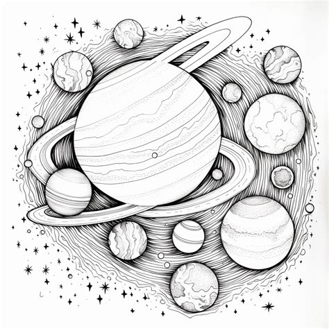 Un Dibujo De Un Dibujo De Un Planeta Con Muchos Planetas Ai Generativo Foto Premium