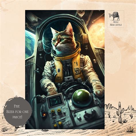 Cat in Space, Poster, Wall Art, Printable, Digital, Bundle, Multiple ...