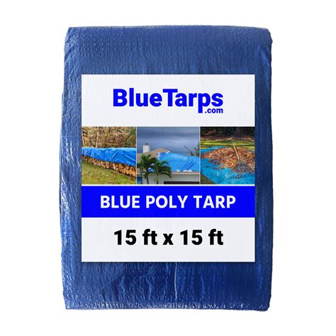 15 Ft X 15 Ft All Purpose Waterproof Blue Poly Tarp