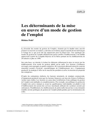 Remplissable En Ligne Les Dterminants De La Mise En Uvre D Un Mode De