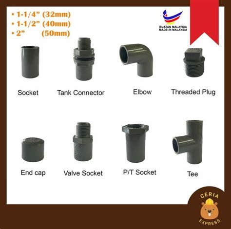 PVC Fitting 32mm 40mm 50mm Socket Tank Connector Elbow Threaded Plug