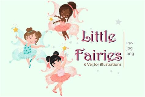 Little cute fairies. Vector clipart