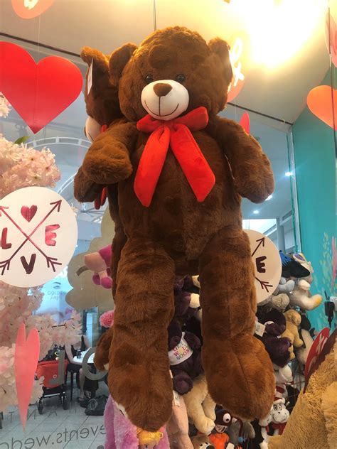 Teddy Bear Kyle Brown With Red Bow 52cm