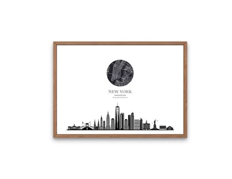 New York Map Printable New York City Cityscape Printables - Etsy