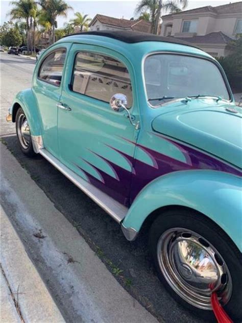 1961 Teal Blue Rag Top Volkswagen Beetle Bug VW 61 Classic For Sale