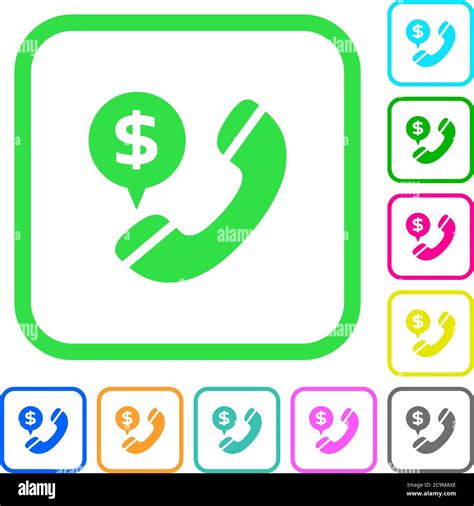 Dollar Commercial Call Vivid Colored Flat Icons In Curved Borders On