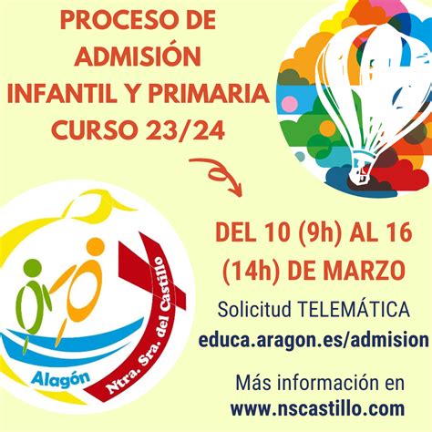 PROCESO DE ESCOLARIZACIÓN CURSO 2023 2024 Colegio Nuestra Señora del