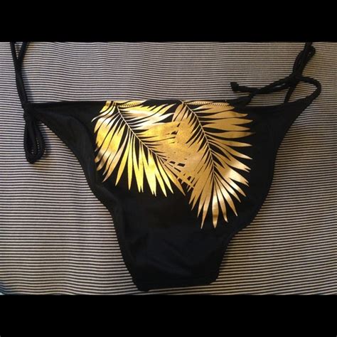 Victoria S Secret Swim Black And Gold String Vs Bikini Bottom Size