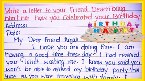 Write A Letter To Your Friend Describing Him Her How You Celebrated