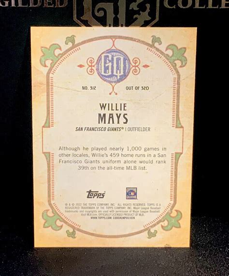 Topps Gypsy Queen Willie Mays Sp No Name Variation Ssp High Number