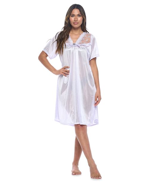 Casual Nights Womens Fancy Lace Neckline Silky Tricot Nightgown