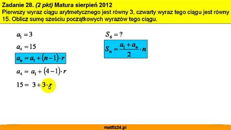 Matura Z Matematyki Sierpie Zad Ci G Arytmetyczny