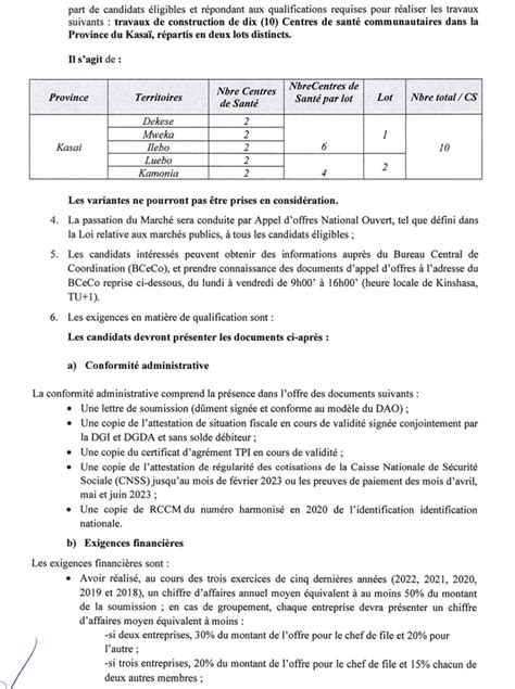 Mediacongo Net Offre D Emploi Travaux De Construction De Dix 10