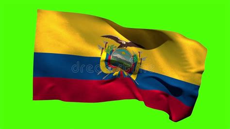 Ecuador National Flag Waving On Green Screen Chroma Key Animation