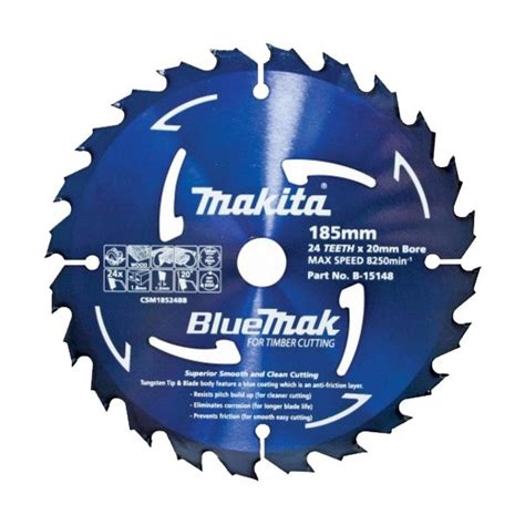 Makita Makita 185mm X 20mm X 24t Bluemak Tct Saw Blade B 15148