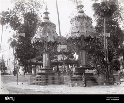 Late 19th Century Photograph Golden Umbrellas Shwedagon Temple