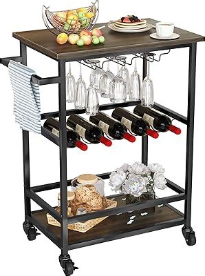 Amazon Calabash Industrial Serving Bar Cart With Storage Tier